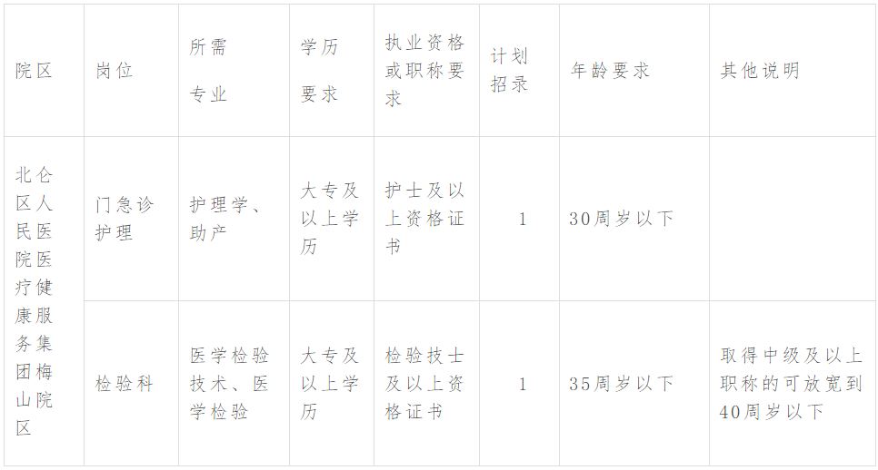 2021年度浙江省寧波市北侖區(qū)人民醫(yī)院醫(yī)療健康服務(wù)集團(tuán)梅山院區(qū)招聘醫(yī)療崗崗位計(jì)劃表