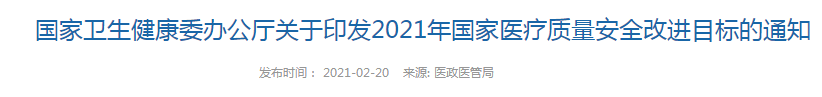 關(guān)于印發(fā)2021年國家醫(yī)療質(zhì)量安全改進目標的通知