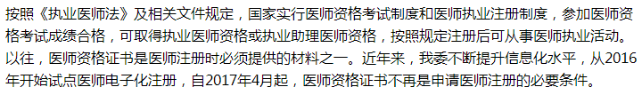 國(guó)家衛(wèi)健委關(guān)于加快發(fā)放醫(yī)師專業(yè)資格證的建議答復(fù)！