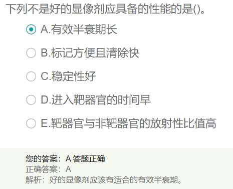 好的顯像劑應(yīng)具備的性能的是？